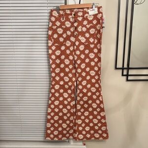 Wrangler Orange Daisy Print High-Rise Pants